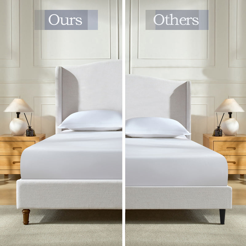 Hannah - Upholstered Wingback Bed Size / Tall Headboard Upholstered King Bed / Premium Textured Look / Minimalist Designs / No Box Spring Needed - R&R Furniture Gallery (Fountain Valley, CA)
