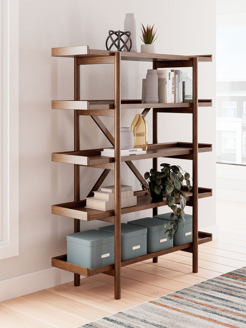 Lyncott - 3 Pc. - Home Office Desk, Chair, Bookcase - Brown - R&R Furniture Gallery (Fountain Valley, CA)