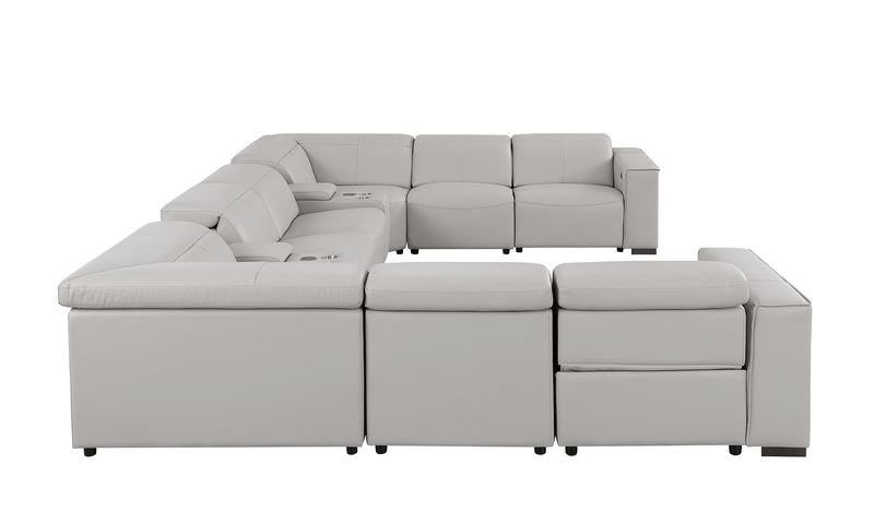 1208 - 10 Piece U Shaped Leather Sectional With 4 Power Recliners & Power Headrest