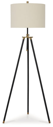 Cashner - Metal Floor Lamp - Black / Gold Finish - R&R Furniture Gallery (Fountain Valley, CA)