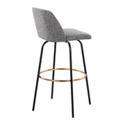 Lumi Source Toriano contemporary fixed-height barstool set with swivel seat and round footrest, modern design, two stools in image.