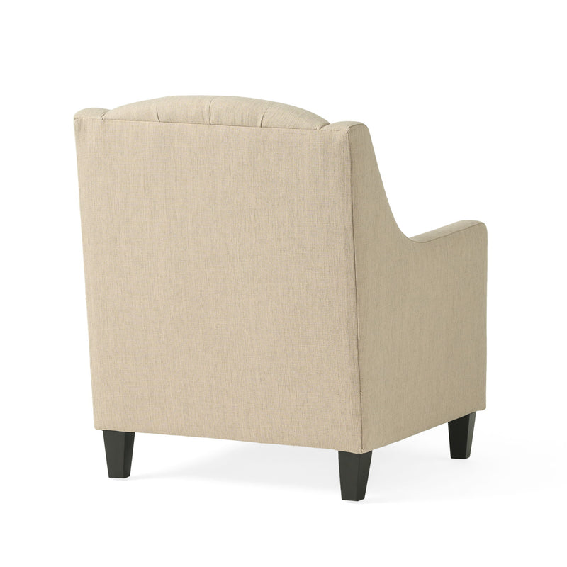Elegant Upholstered Armchair With Ottoman Set - Beige - R&R Furniture Gallery (Fountain Valley, CA)