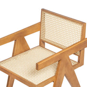 Set of 2 Noble House Chandigarh arm dining chairs with natural cane design, showcasing the stylish and comfortable seating.