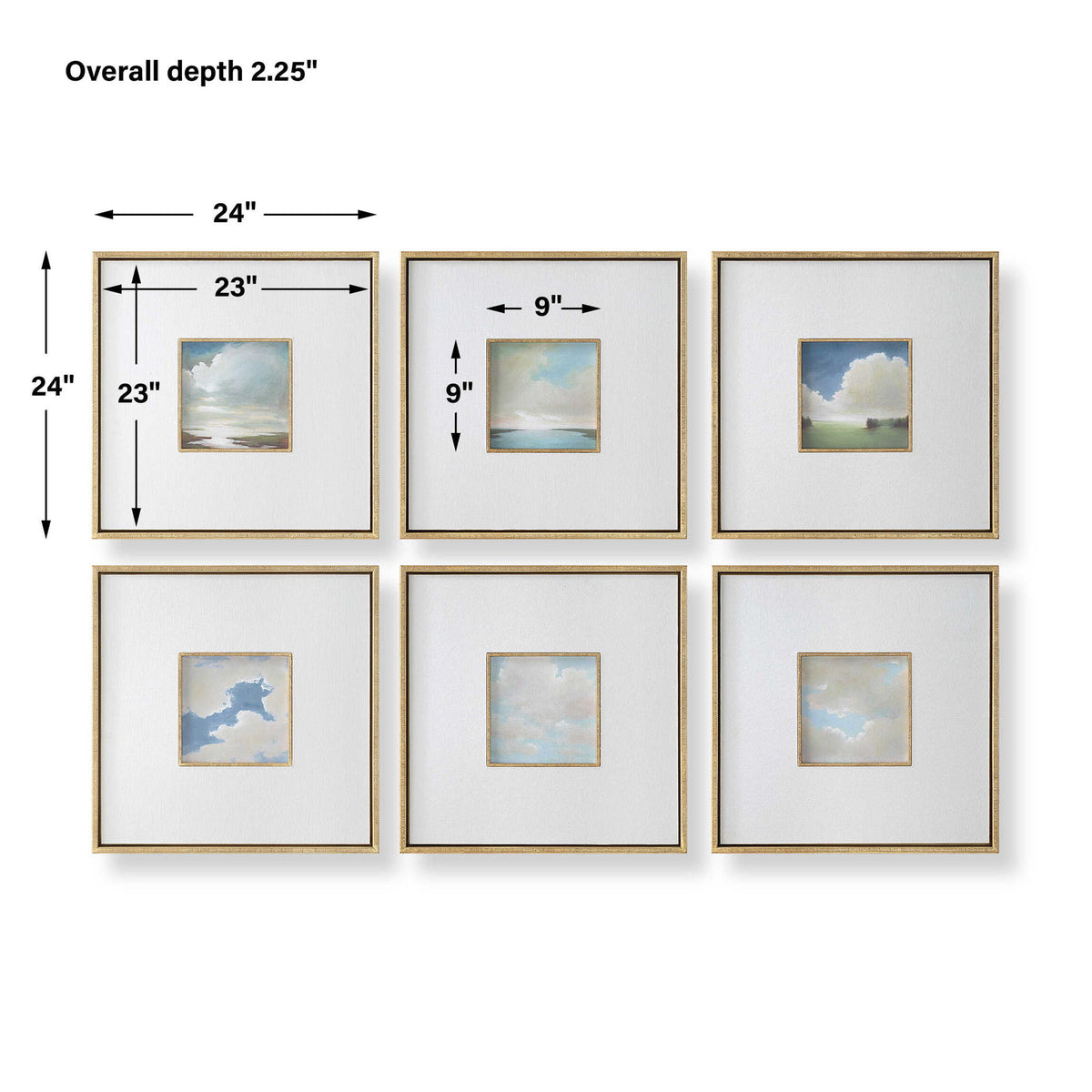 Cumulation - Framed Canvases (Set of 6) - White / Blue