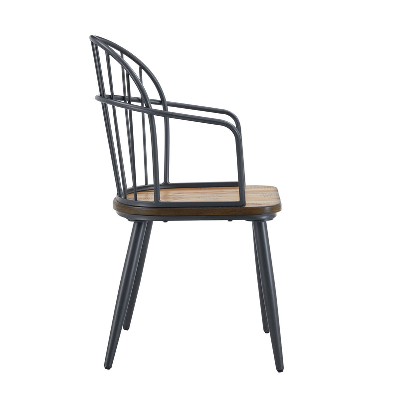 Industrial Inspired Indoor Dining Chair With Metal Legs And Birch (Set of 2) - Black / Natural - R&R Furniture Gallery (Fountain Valley, CA)