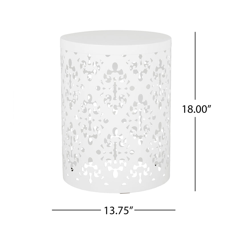 Modern outdoor metal end table by Noble House with sleek design, perfect for patio or garden seating areas.