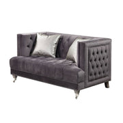 Hegio - Loveseat With 2 Pillows - Gray Velvet - R&R Furniture Gallery (Fountain Valley, CA)