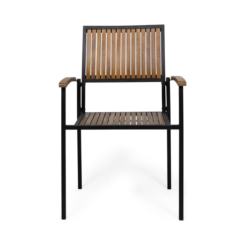 Vermilion - Outdoor Dining Chair With Vertical Slat And Wooden Arm