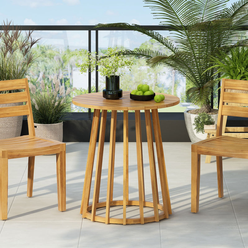 Outdoor Round Top Dining Table, Round Bistro Table - Teak - R&R Furniture Gallery (Fountain Valley, CA)