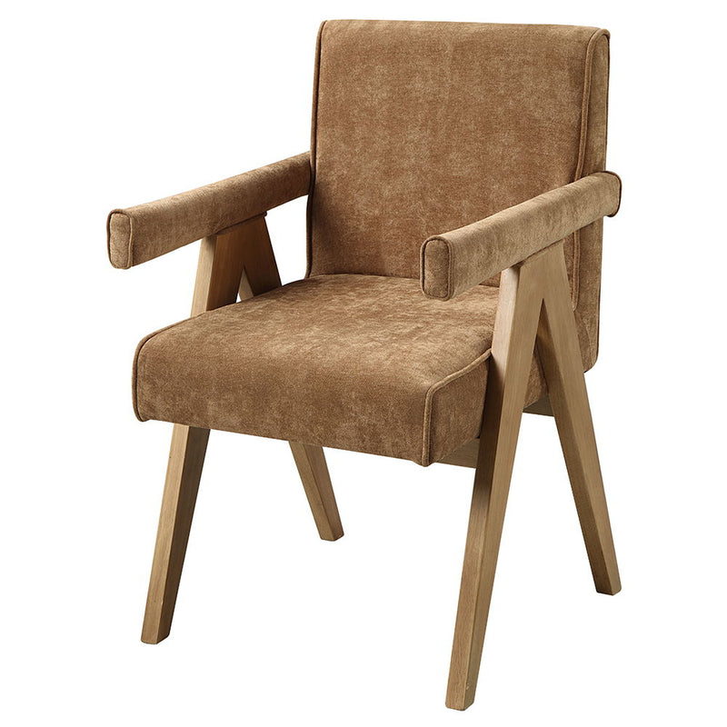 Zoey - Arm Chair (Set of 2) - Chocolate Chenille & Oak - R&R Furniture Gallery (Fountain Valley, CA)