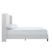 Hannah - Upholstered Wingback Bed Size / Tall Headboard Upholstered King Bed / Premium Textured Look / Minimalist Designs / No Box Spring Needed - R&R Furniture Gallery (Fountain Valley, CA)