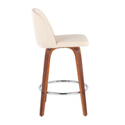 Lumi Source Toriano mid-century modern counter stool set with round footrest, fixed height, stylish and comfortable for kitchen or bar area.