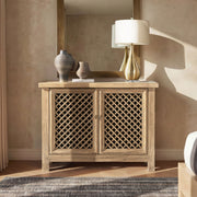 Jennifer Taylor Home Arden 2-door natural accent storage cabinet with sleek design and spacious interior for home organization.
