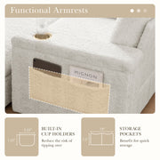 Oversized Chaise Lounge Indoor Rabbit Fur Sofa Bed With Storage Ottoman And Armrests Cup Holders With Deep Seat - R&R Furniture Gallery (Fountain Valley, CA)