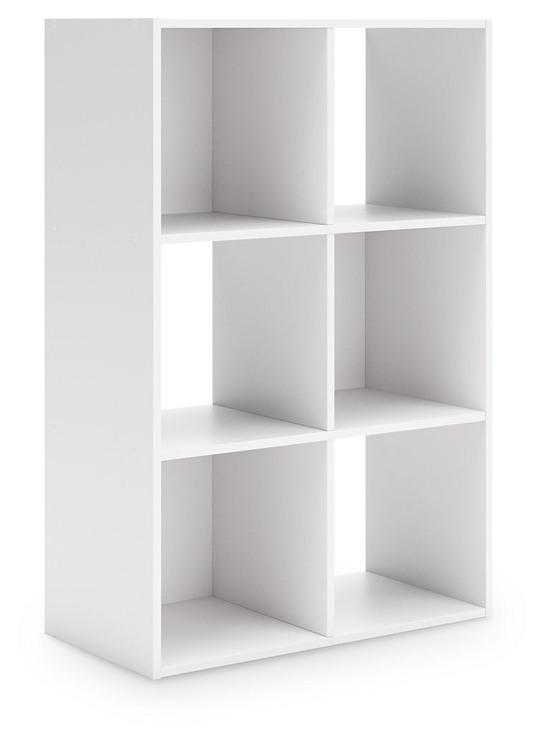 Onita cube organizer from Signature Design by Ashley featuring a wooden finish and multiple open storage compartments.