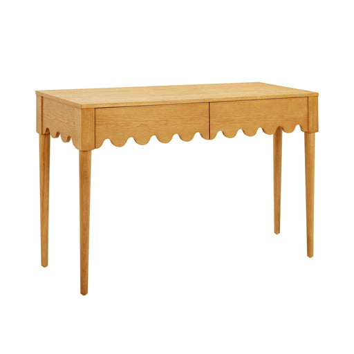 TOV Furniture Oodle desk featuring a modern design with a spacious wooden tabletop and sleek metal legs for writing and workspace.