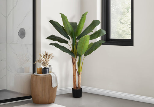 55" Tall, Artificial Plant, Banana Tree, Indoor, Faux, Fake, Floor, Greenery, Potted, Real Touch, Decorative - Green / Black - R&R Furniture Gallery (Fountain Valley, CA)