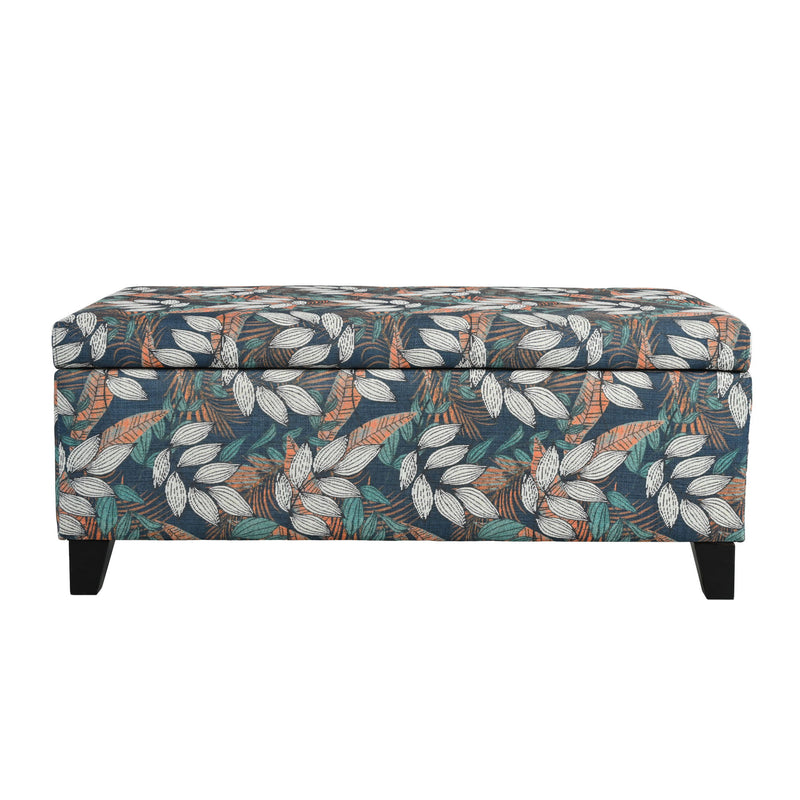 Charming Floral Storage Ottoman With Upholstered Fabric - R&R Furniture Gallery (Fountain Valley, CA)