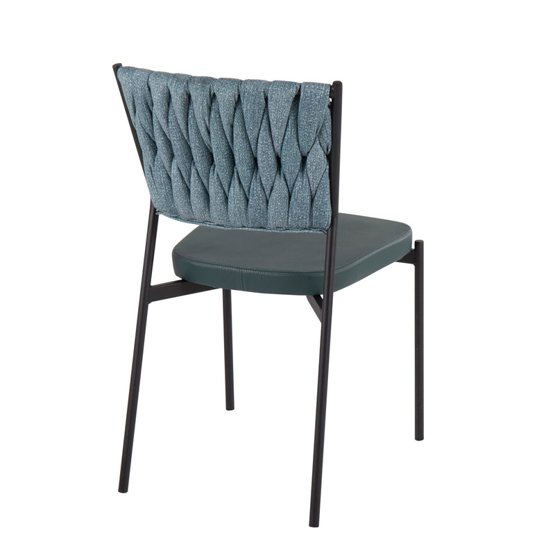 Lumi Source Tania braided contemporary chair set of 2 with woven design and wooden legs, modern seating for living room or dining area.