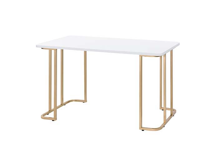 Estie - Vanity Desk (Same 93102) - White & Gold - R&R Furniture Gallery (Fountain Valley, CA)