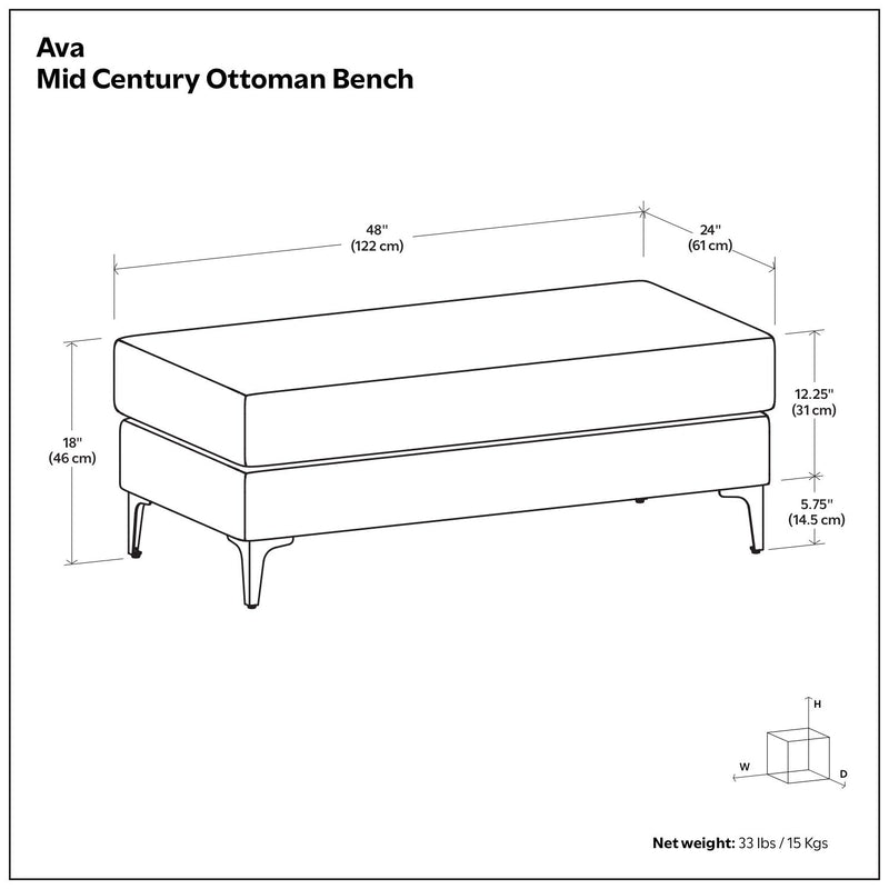 Ava - Versatile Mid Century Ottoman - R&R Furniture Gallery (Fountain Valley, CA)