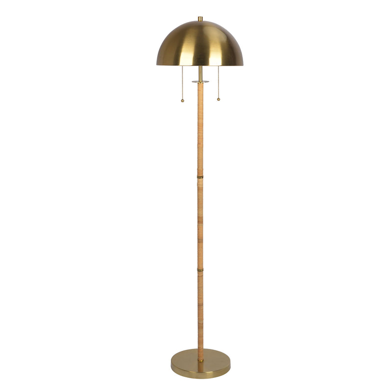 Allure - 2 Light Floor Lamp, Gold, Natural Tube, Double On / Off Pull Chain - Gold / Rattan - R&R Furniture Gallery (Fountain Valley, CA)