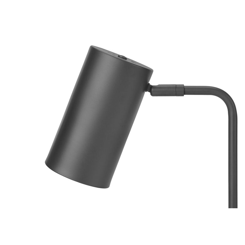 Modern gray 8th Street table lamp with built-in USB port, featuring a sleek design and soft lighting for contemporary spaces.