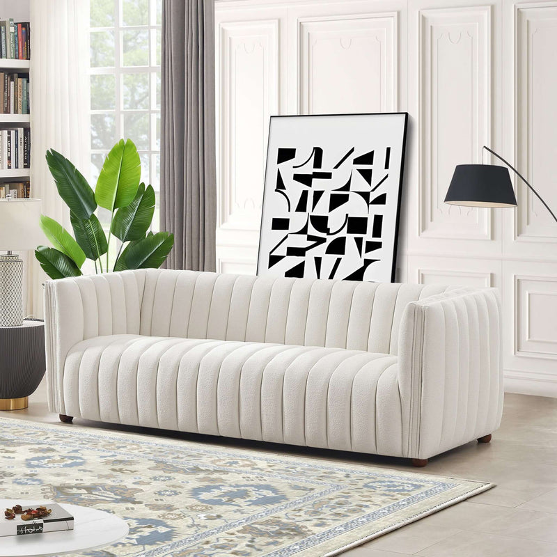 April - Mid-Century Modern Luxury Tight Back Boucle Couch - R&R Furniture Gallery (Fountain Valley, CA)
