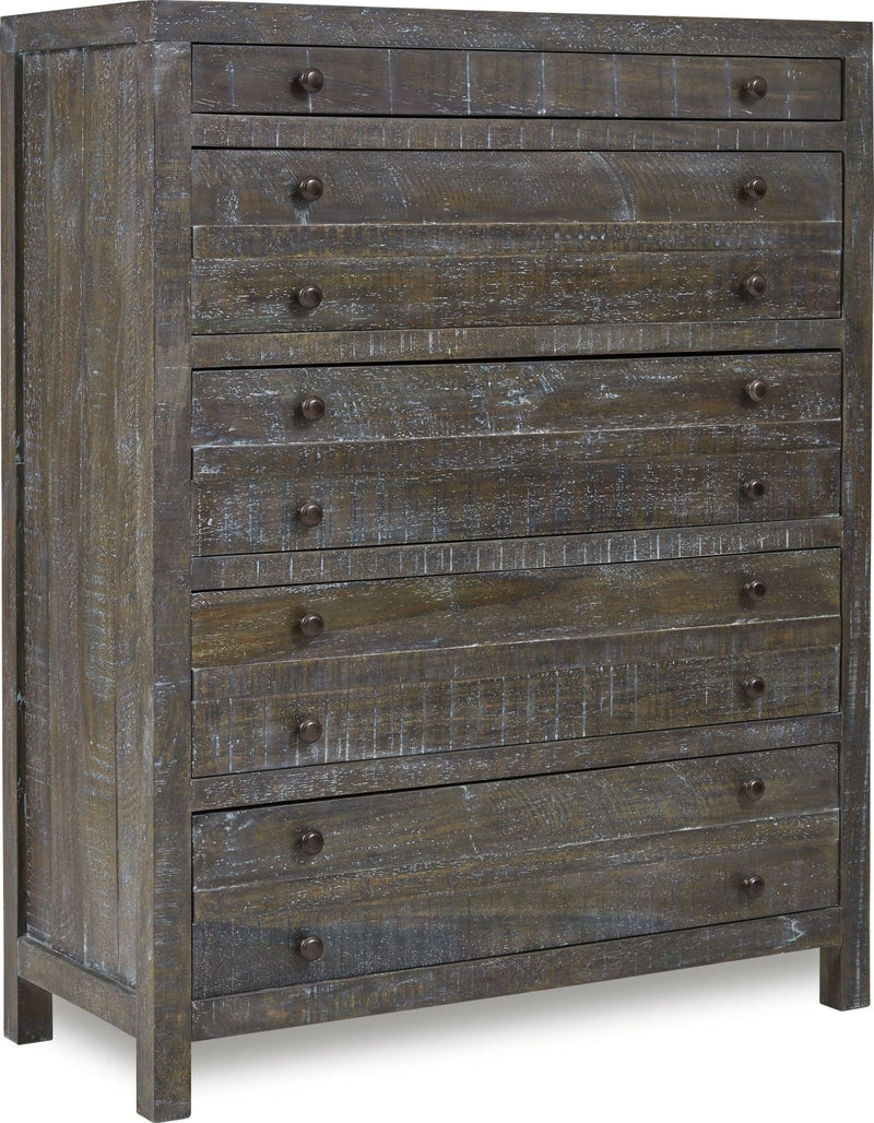 Townsend Solid Wood Five Drawer Chest in Gunmetal (2024)
