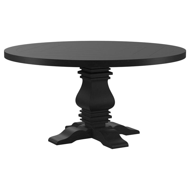 Allende - Round Dining Pedestal Table With Carved Base - Black