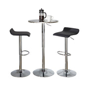 Lumi Source 3-piece bistro bar set with round tables and adjustable oval footrests in a contemporary dining room style.