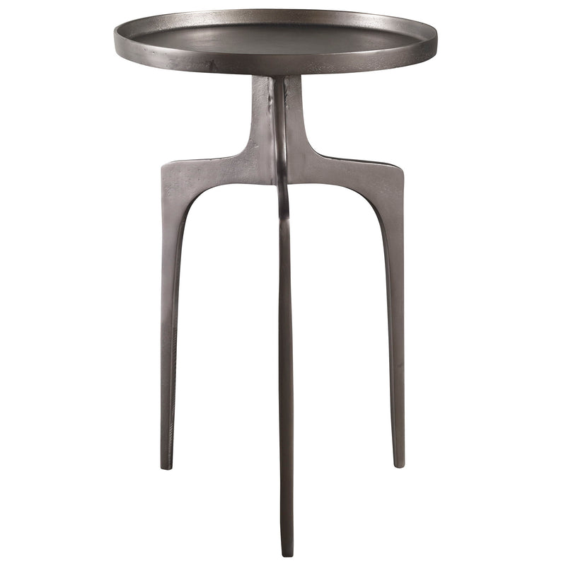 Uttermost Kenna accent table with a sleek, modern design featuring a round top and stylish metal legs.