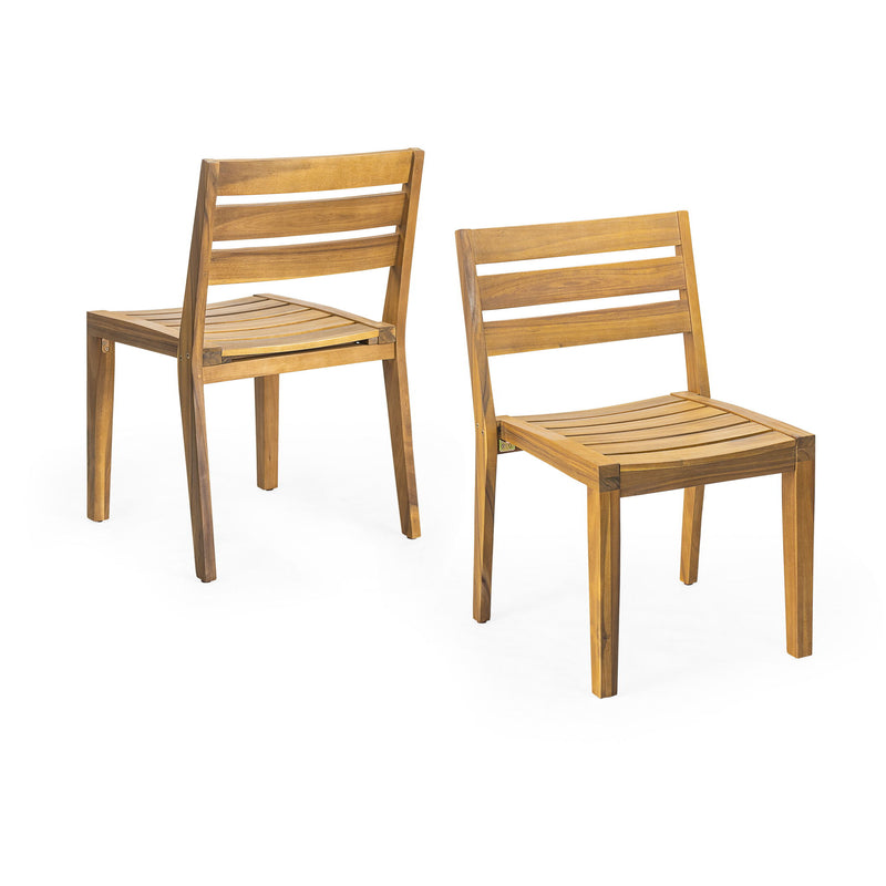 Outdoor Dining Side Chair (Set of 2) - Teak Finish - R&R Furniture Gallery (Fountain Valley, CA)