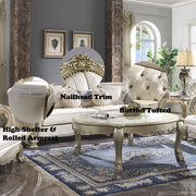 Dresden II - Sofa With 7 Pillows - Pearl Synthetic Leather & Gold Patina - R&R Furniture Gallery (Fountain Valley, CA)