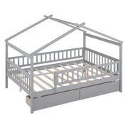 DreamHaus house bed with built-in storage drawers, perfect for kids' bedrooms, featuring a cozy design and ample storage space.