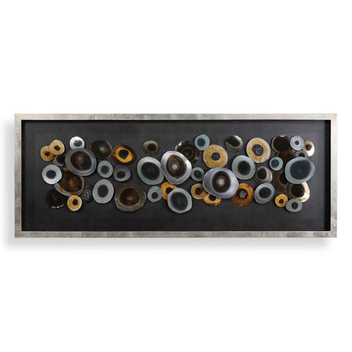 Silver shadow box wall decor discs by Uttermost, featuring layered round metal designs for modern interior decoration.