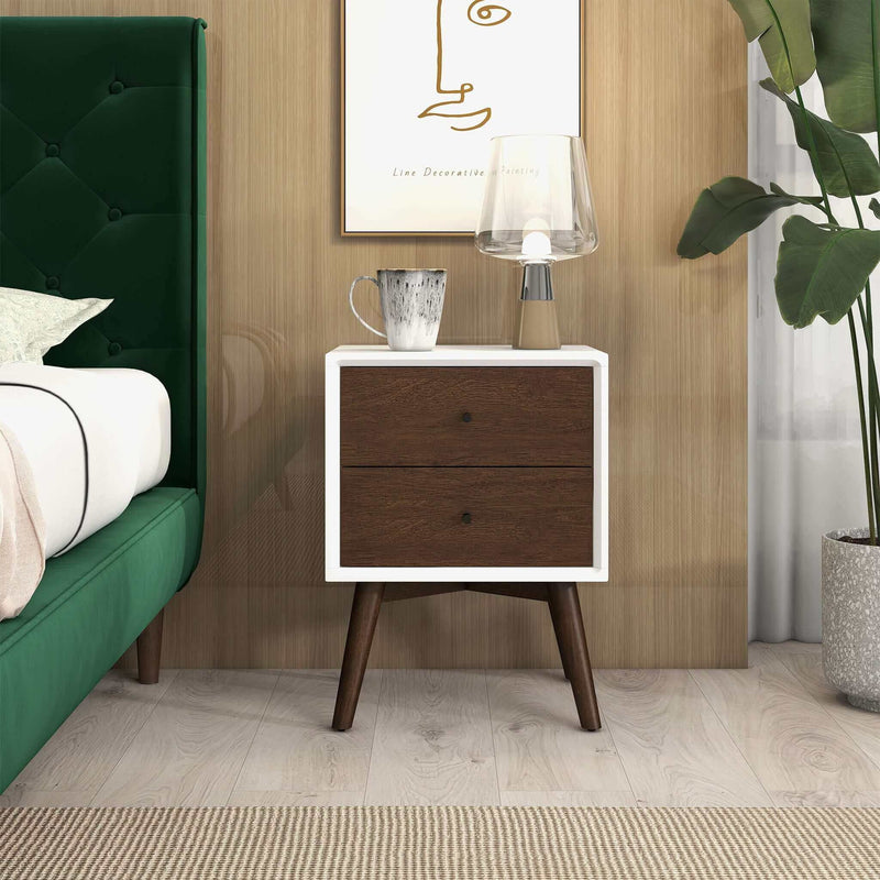 Caroline - Mid-Century Modern Style Night Stand 2 Drawer - R&R Furniture Gallery (Fountain Valley, CA)