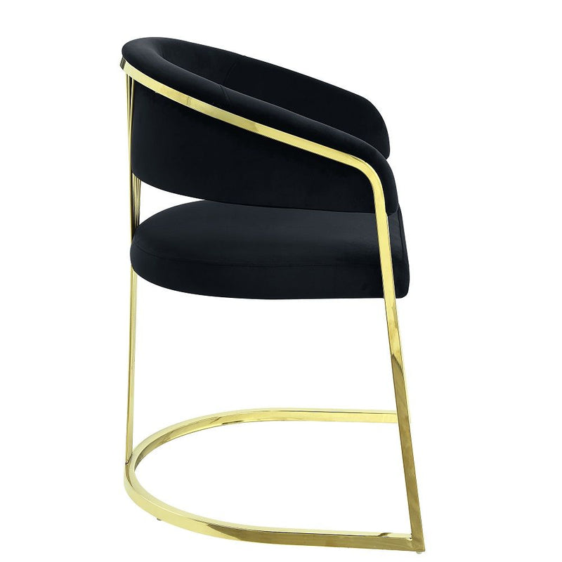 Fallon - Side Chair - Black Velvet & Mirrored Gold - R&R Furniture Gallery (Fountain Valley, CA)