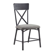 Edina - Side Chair (Set of 2) - Gray Fabric, Oak & Sandy Black - R&R Furniture Gallery (Fountain Valley, CA)