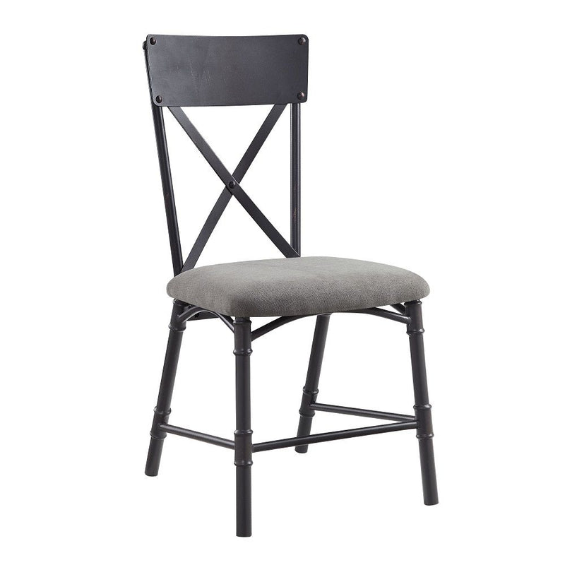 Edina - Side Chair (Set of 2) - Gray Fabric, Oak & Sandy Black - R&R Furniture Gallery (Fountain Valley, CA)