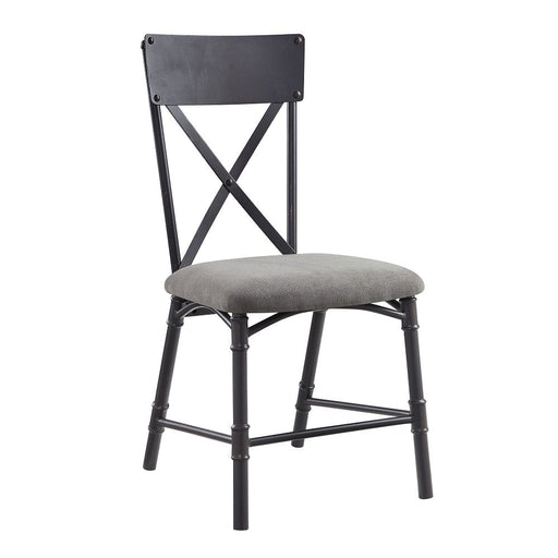 Edina - Side Chair (Set of 2) - Gray Fabric, Oak & Sandy Black - R&R Furniture Gallery (Fountain Valley, CA)