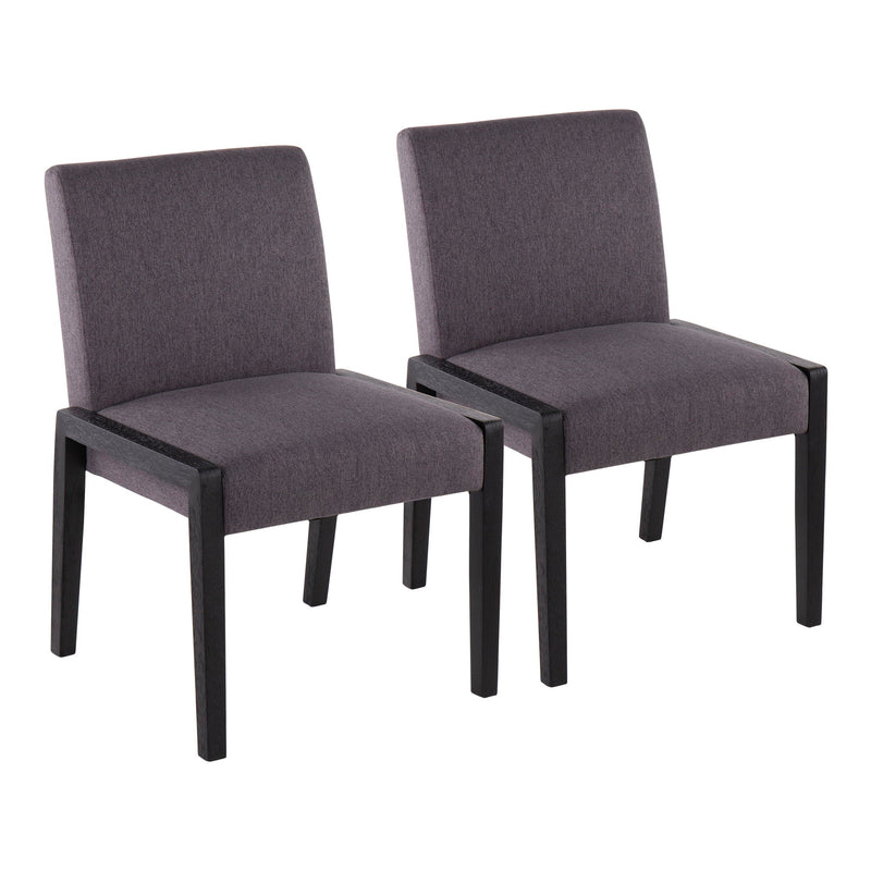 Set of two Lumi Source Carmen contemporary elegant design chairs with sleek, modern styling and plush upholstered seats.