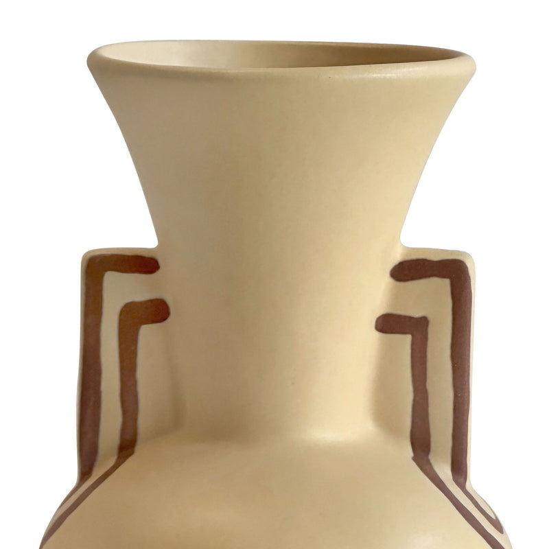 Earthenware - Line Art Trumpeter Vase - Beige - R&R Furniture Gallery (Fountain Valley, CA)
