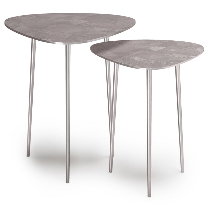 Shelton - 2 Piece Metal Nesting Table - Nickel - R&R Furniture Gallery (Fountain Valley, CA)
