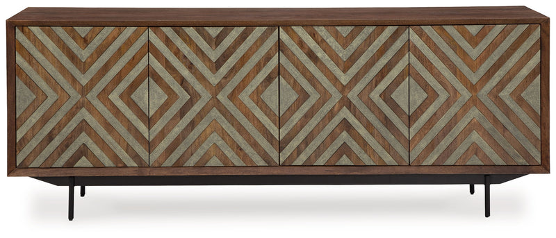 Dreggan - Accent Cabinet - Brown / Gold Finish - R&R Furniture Gallery (Fountain Valley, CA)