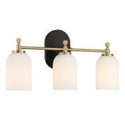 Meadows - 3 Lights Vanity Brush Bathroom Wall Light For Bathroom Over Mirror - Black / Gold / White - R&R Furniture Gallery (Fountain Valley, CA)