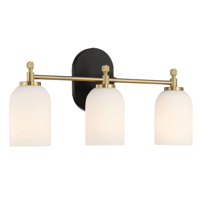Meadows - 3 Lights Vanity Brush Bathroom Wall Light For Bathroom Over Mirror - Black / Gold / White - R&R Furniture Gallery (Fountain Valley, CA)