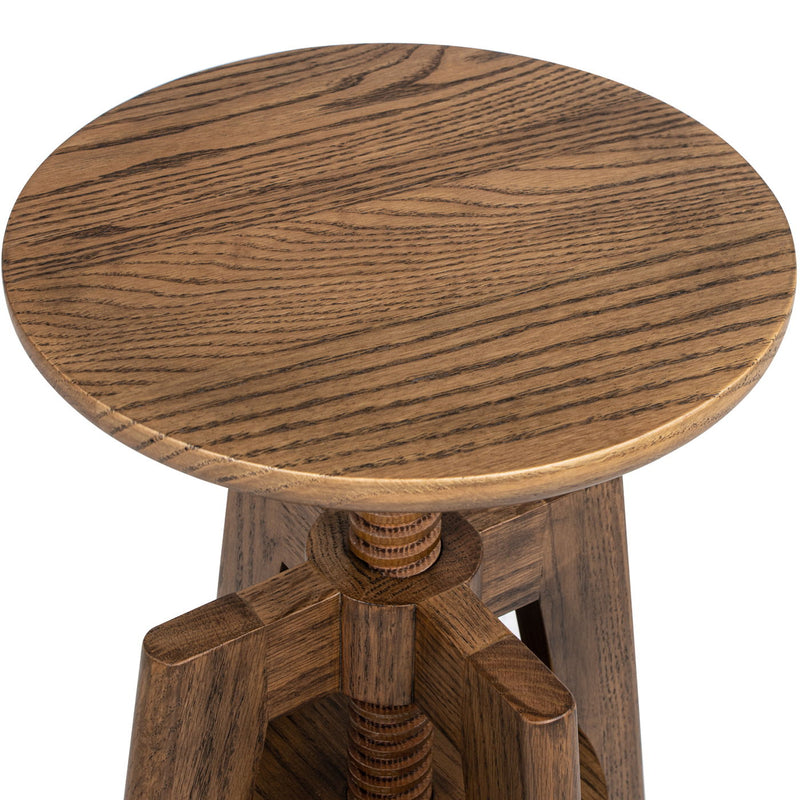 Spencer - Minimalist Oak Adjustable Bar Counter Stool - Walnut Brown Oak - R&R Furniture Gallery (Fountain Valley, CA)