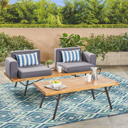 2 Piece Patio Set With Loveseat And Coffee Table - Natural / Dark Gray - R&R Furniture Gallery (Fountain Valley, CA)