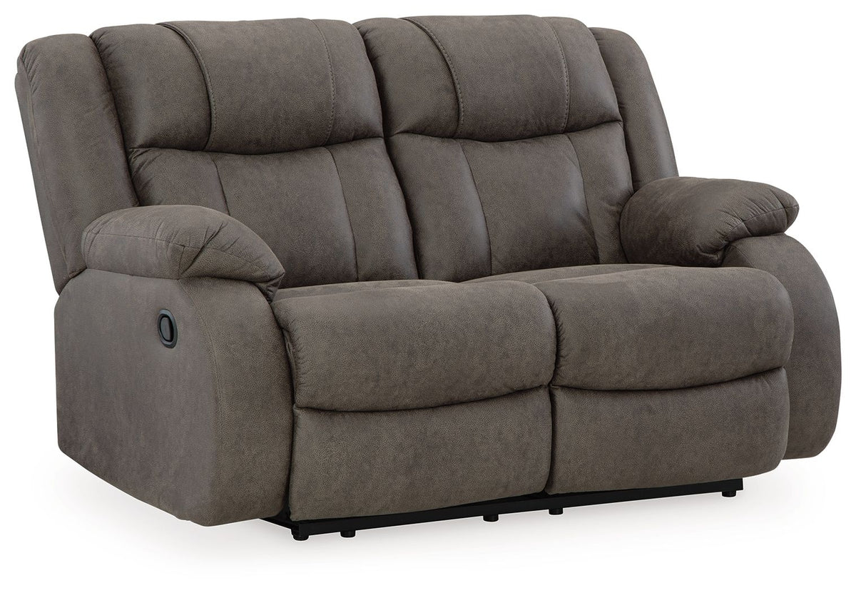 First Base - Reclining Loveseat - Gunmetal - R&R Furniture Gallery (Fountain Valley, CA)